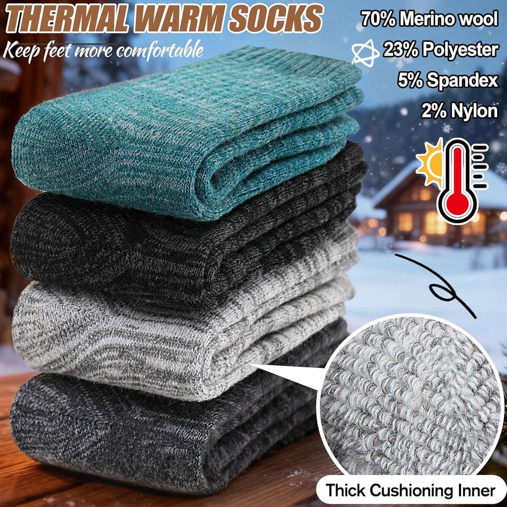 EBMORE Merino Wool Thermal Warm Winter Socks for Women Men