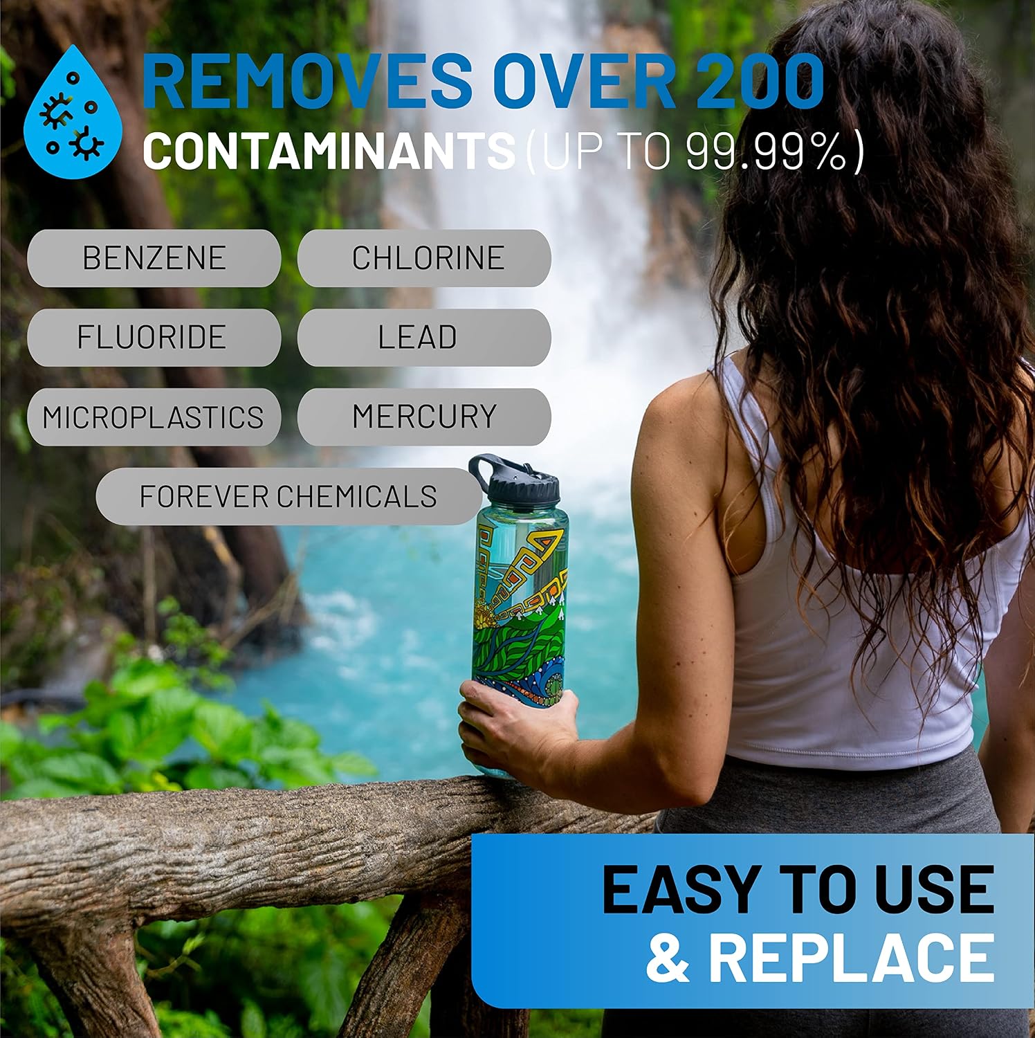 Epic Water Filters Nalgene OG Water Bottle with Filter, USA Made, BPA Free, Removes 99.99% Tap Water Contaminants, Forever Chemicals, IOC Art, 48 oz
