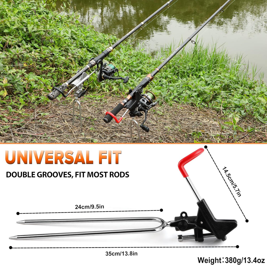 PLUSINNO Fishing Rod Holders - Upgraded 360 Degree Adjustable Fishing Pole Stand Equipment for Bank, Beach, Gift for Men