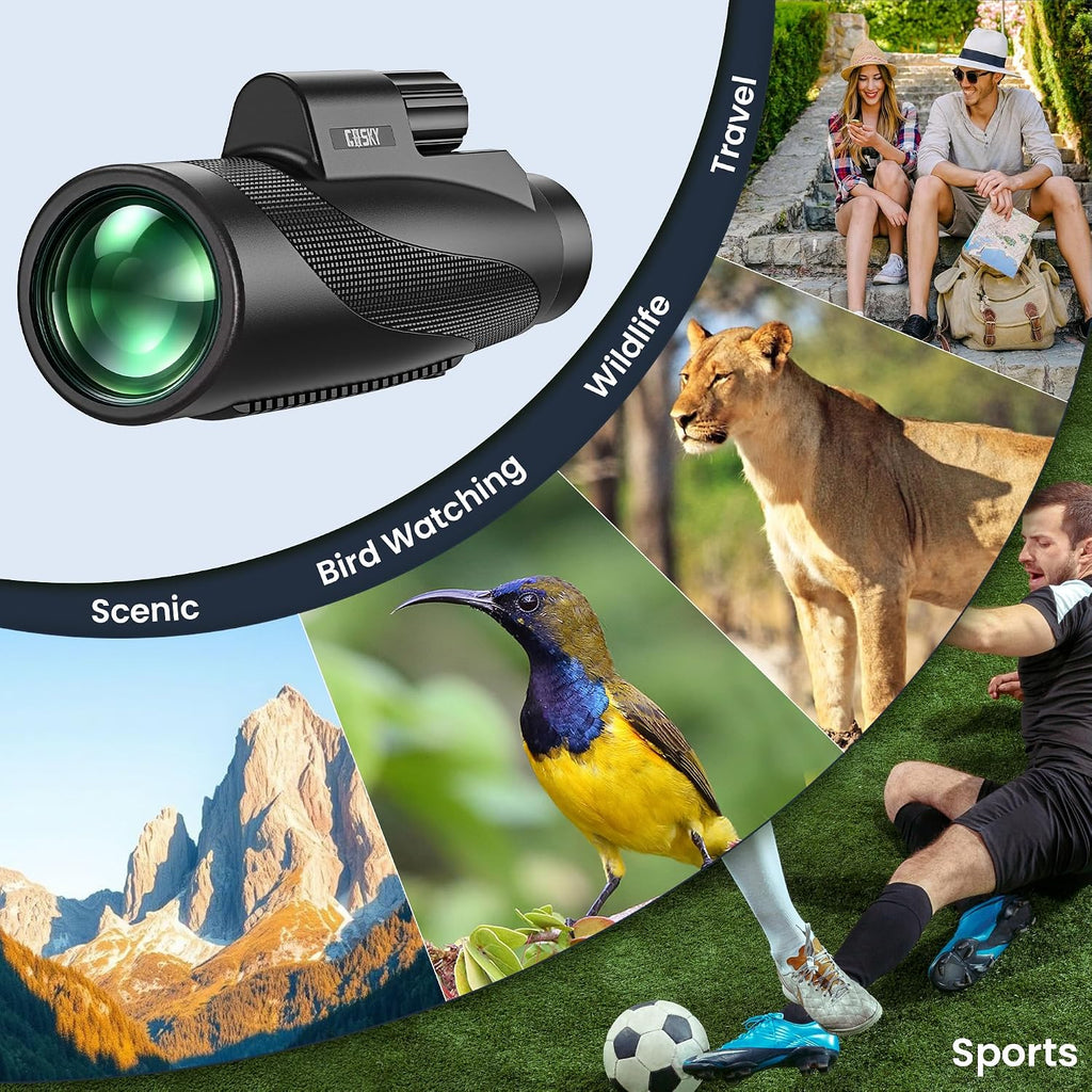 Gosky 15x52 High Powered Monocular Telescope for Adults with Tripod