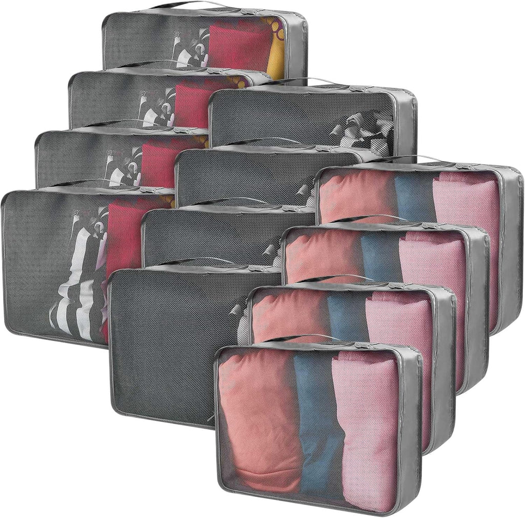 Silkfly 12 Pcs Packing Cubes for Travel,XL, L, M,Classic,Gray