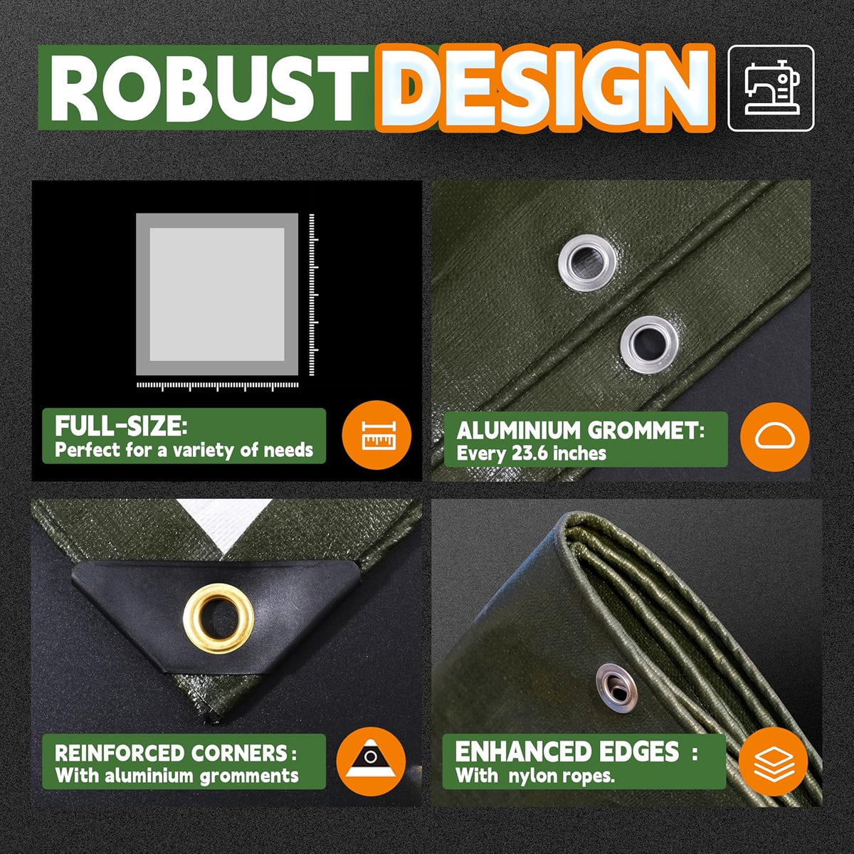 RAINDEWAY Tarps Heavy Duty Waterproof 10x12FT 16 Mil Protective Tarp Cover