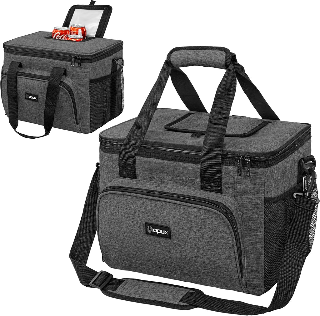 OPUX Soft Cooler Bag, Insulated Collapsible Lunch Cooler Bag for Men Work Camping Beach Travel, Portable Soft Sided Leakproof Waterproof Large Lunch Bag Box with Shoulder Strap 18 Cans, Navy Blue