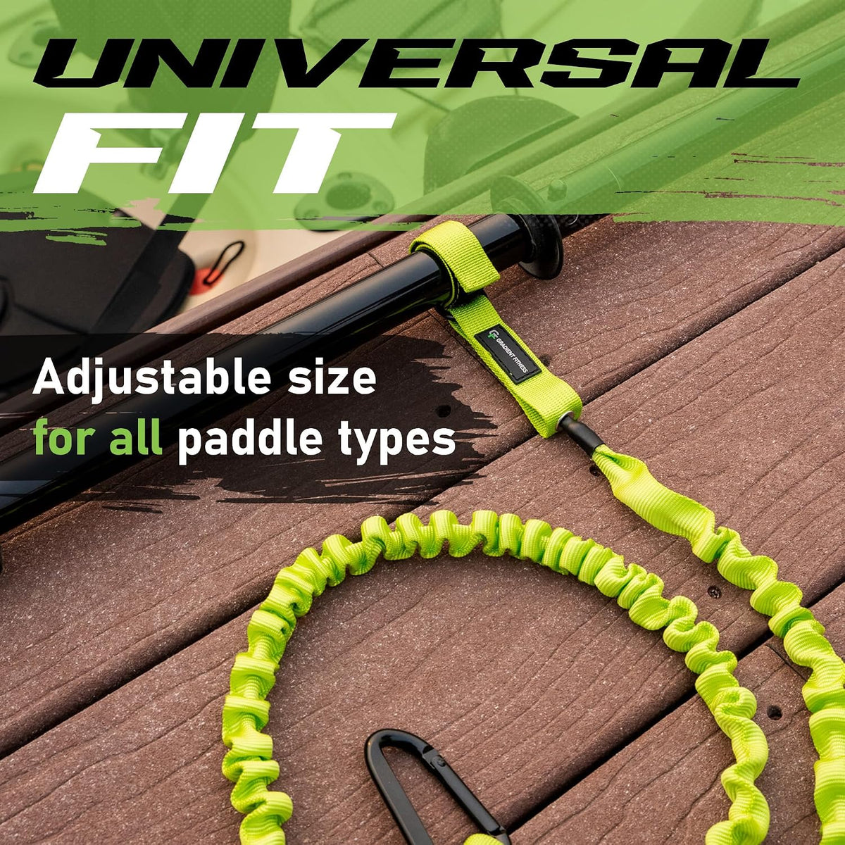 Kayak Paddle Leash, Stretchable Bungee Cord w/ Carabiner Clip