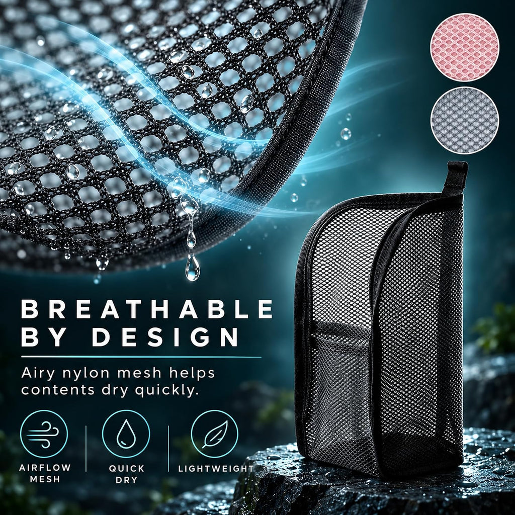 Upgrade Portable Lightweight Travel Toiletry Bag, 2026 New Standing Toiletry Bag EVA Large Capacity Mesh Travel Storage Bag, Foldable Hanging Makeup Bag Cosmetic Organiser Storage (2, Black)