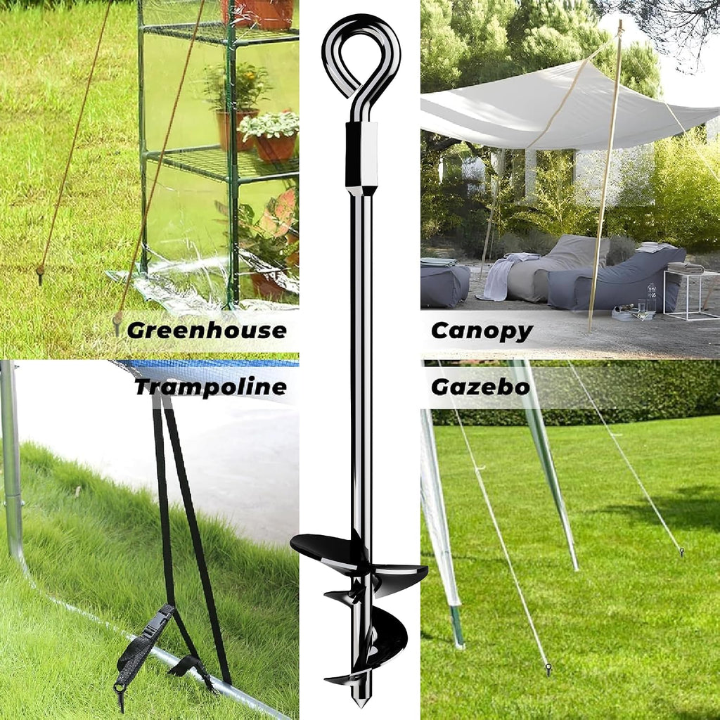 2pcs 15'' Ground Anchors Screw in Tent Stakes - Heavy Duty Earth Anchors