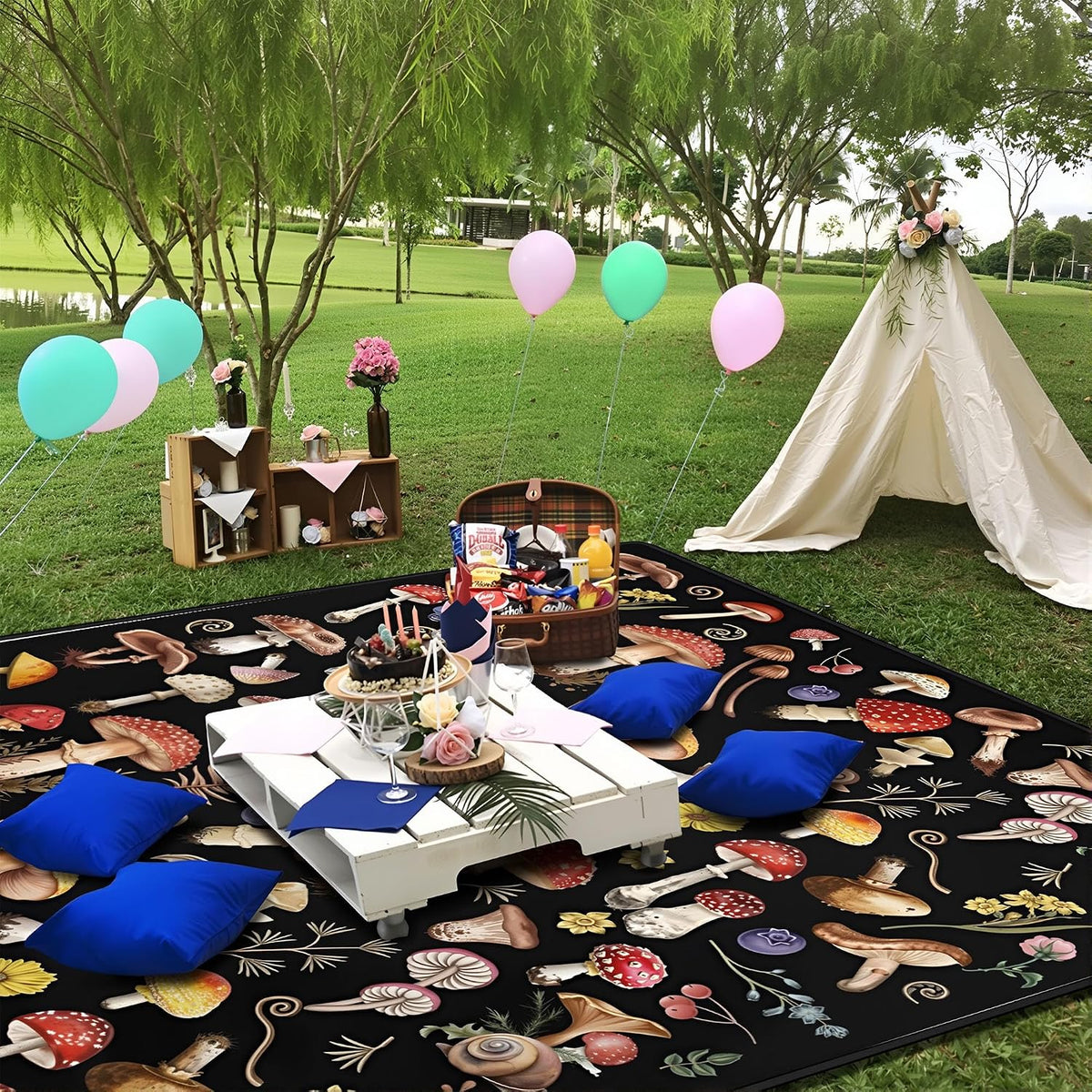 Supfitness Extra Large Picnic Blankets Waterproof Foldable (60 "x 80") Beach Blanket Waterproof Sandproof,3-Layer Thicking Mat Outdoor Packable Camping Blanket