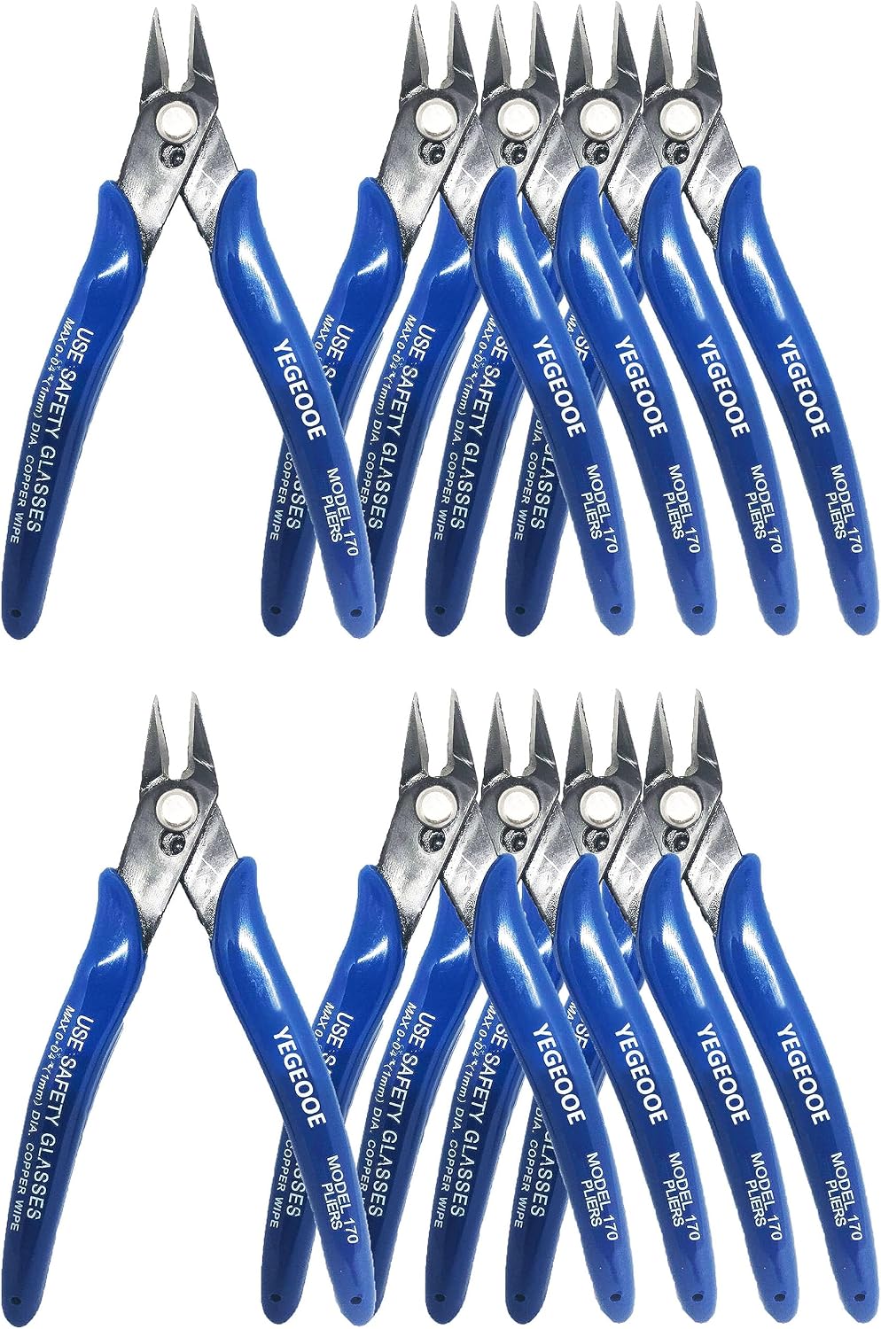 Flush Wire Cutter, 5PACK Blue Diagonal Cutting Pliers Side Cutter Nippers Micro Wire Cutter Wire Clippers Wire Snips (5inch size)