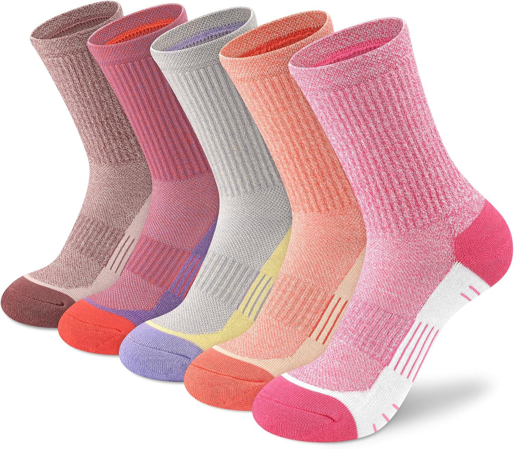 cuangya Women Crew Socks Athletic Cushioned Running Hiking 3-5 Pairs