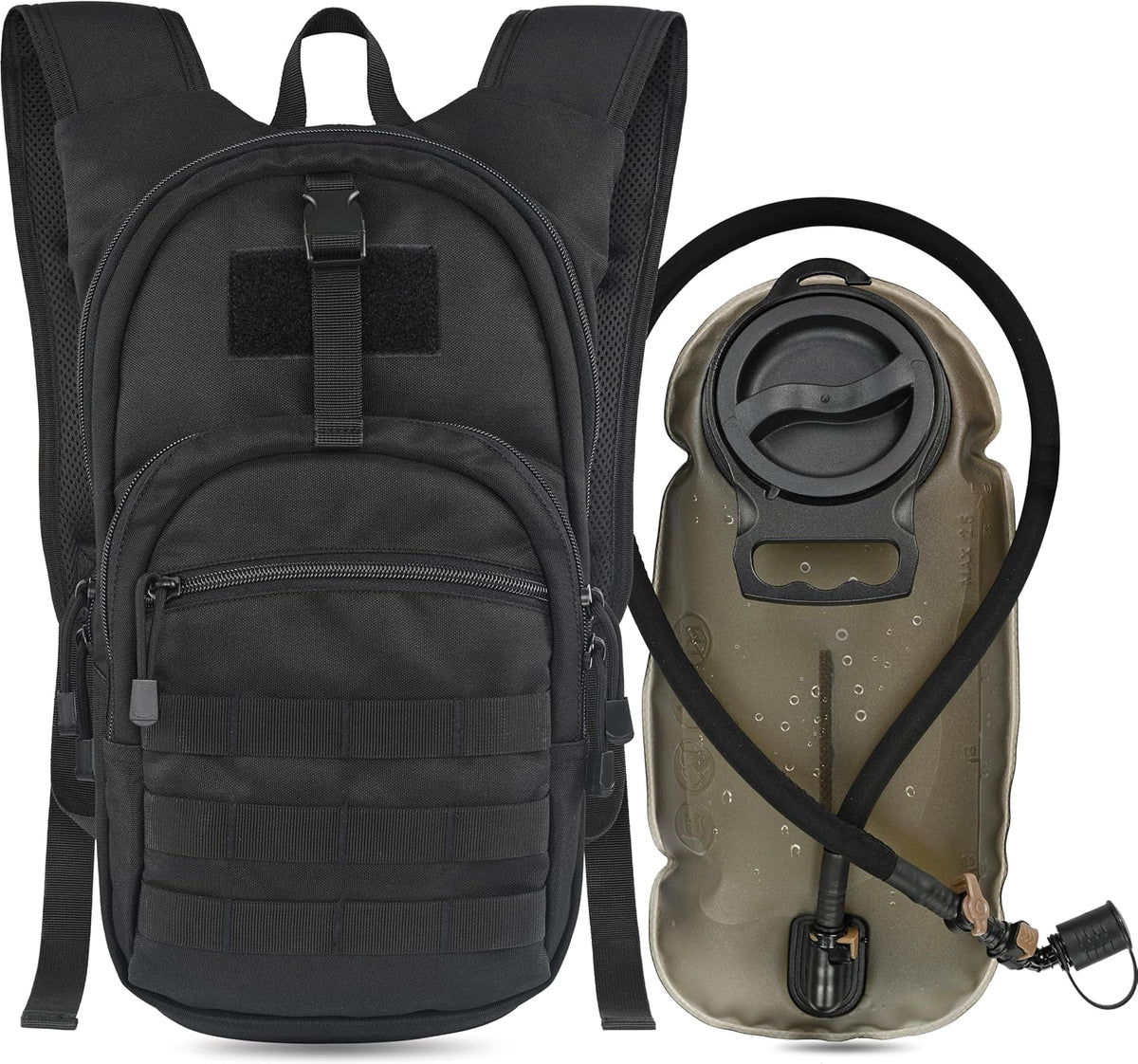 MARCHWAY Tactical Molle Hydration Pack with 2.5L TPU Water Bladder, Low-Profile Organized Military Backpack for Hiking, Cycling, Backpacking, Hunting, Running