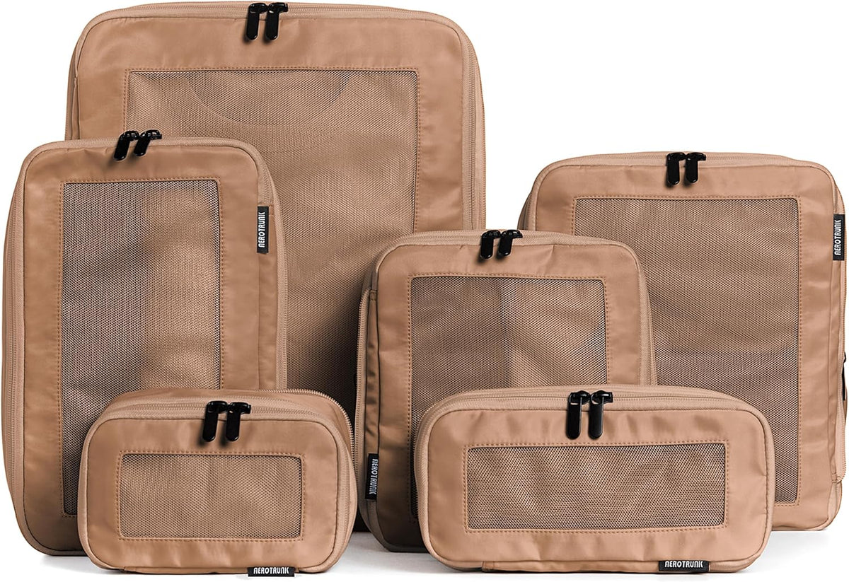 Aerotrunk Compression Packing Cubes for Travel, 6-Pack, Mocha