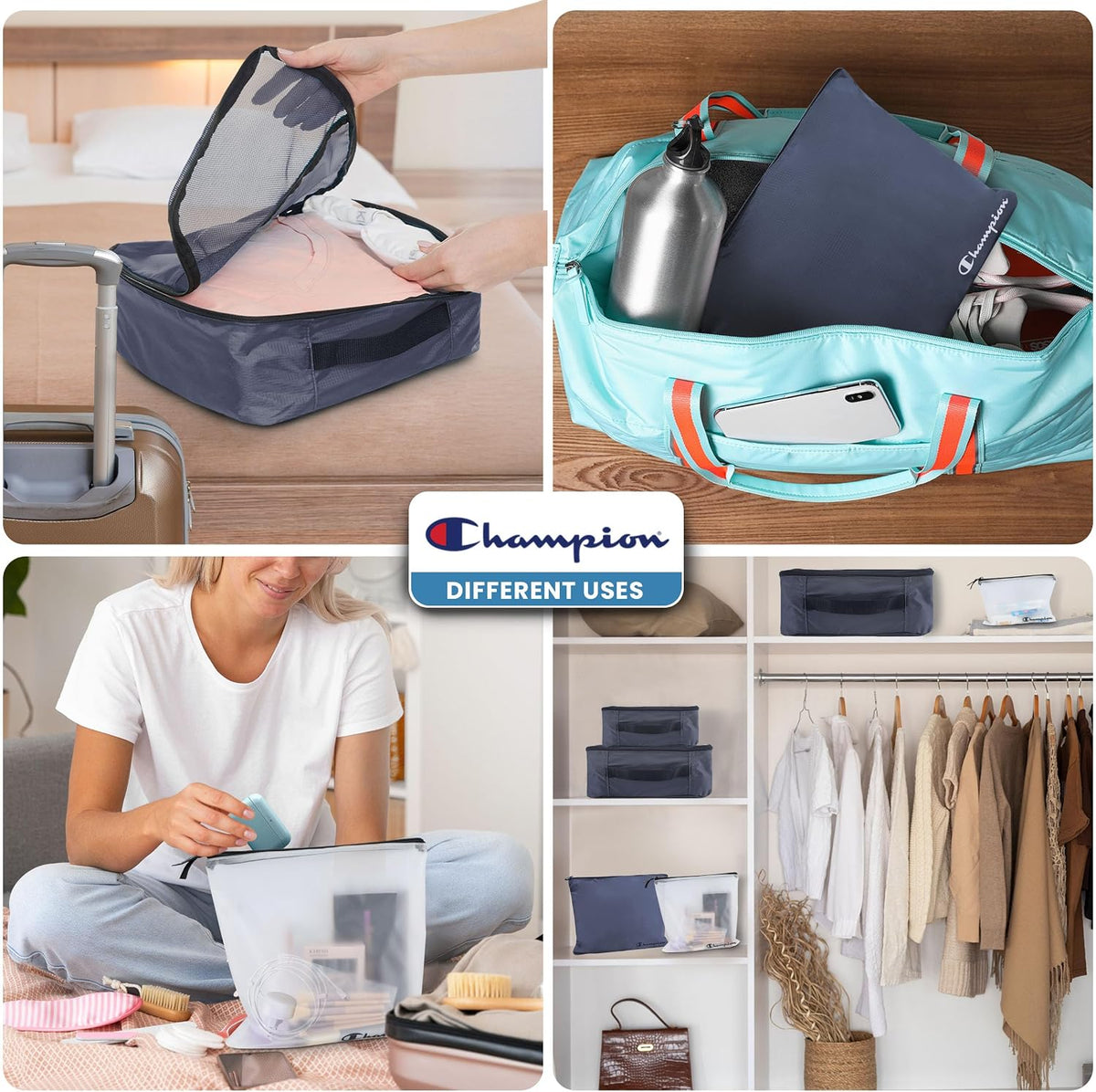 Champion Packing Cubes for Travel - 6 Piece Organizer Set, Carry-On Ready