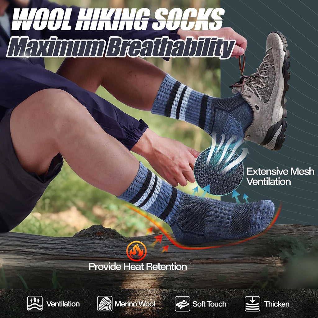 ANTSANG Merino Wool Hiking Socks, Maximum Breathability, for Men and Women