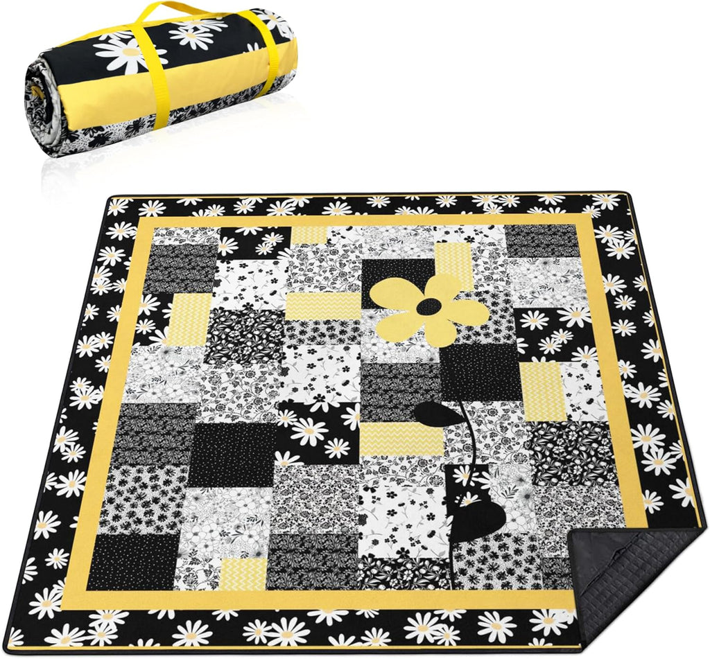 Supfitness Extra Large Picnic Blankets Waterproof Foldable (80 "x 80") Beach Blanket Waterproof Sandproof,3-Layer Thicking Mat Outdoor Packable Camping Blanket