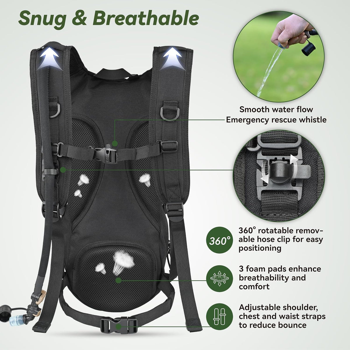 MARCHWAY Tactical Molle Hydration Pack Backpack with 3L TPU Water Bladder, Military Daypack for Cycling, Hiking, Running, Climbing, Hunting, Biking