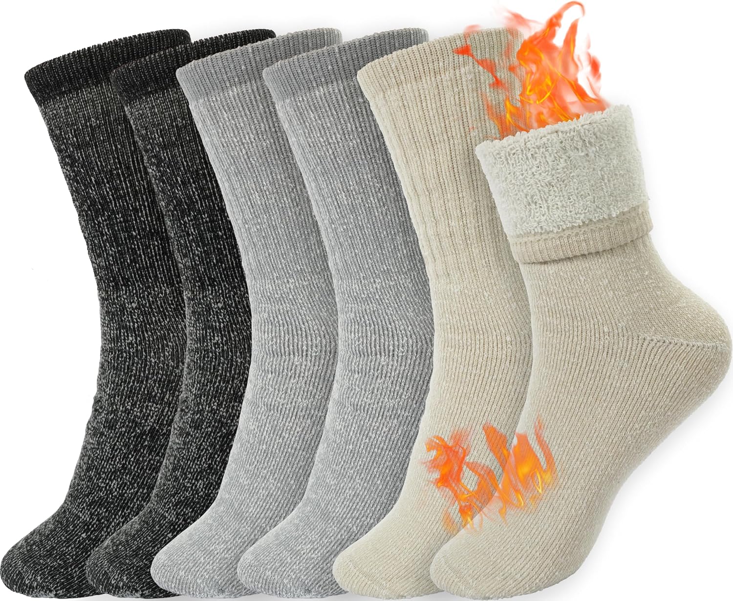 BomKinta Wool Hiking Socks Women Merino Thick Warm Thermal Boot Sock 5-11