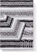 Black and Gray Mexican Blanket by Laguna Beach Textile Co - Beach, Yoga, Camping, or Decorative Throw Blanket - Traditional Handmade Serape - Gray Noir