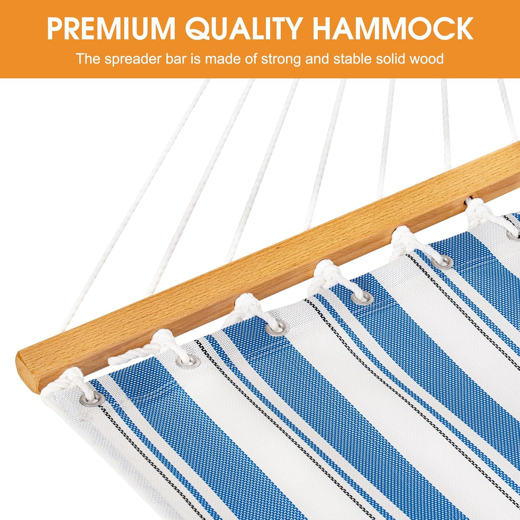 Lazy Daze Double Textliene Quick Dry Hammock with Spreader Bar for Outdoor