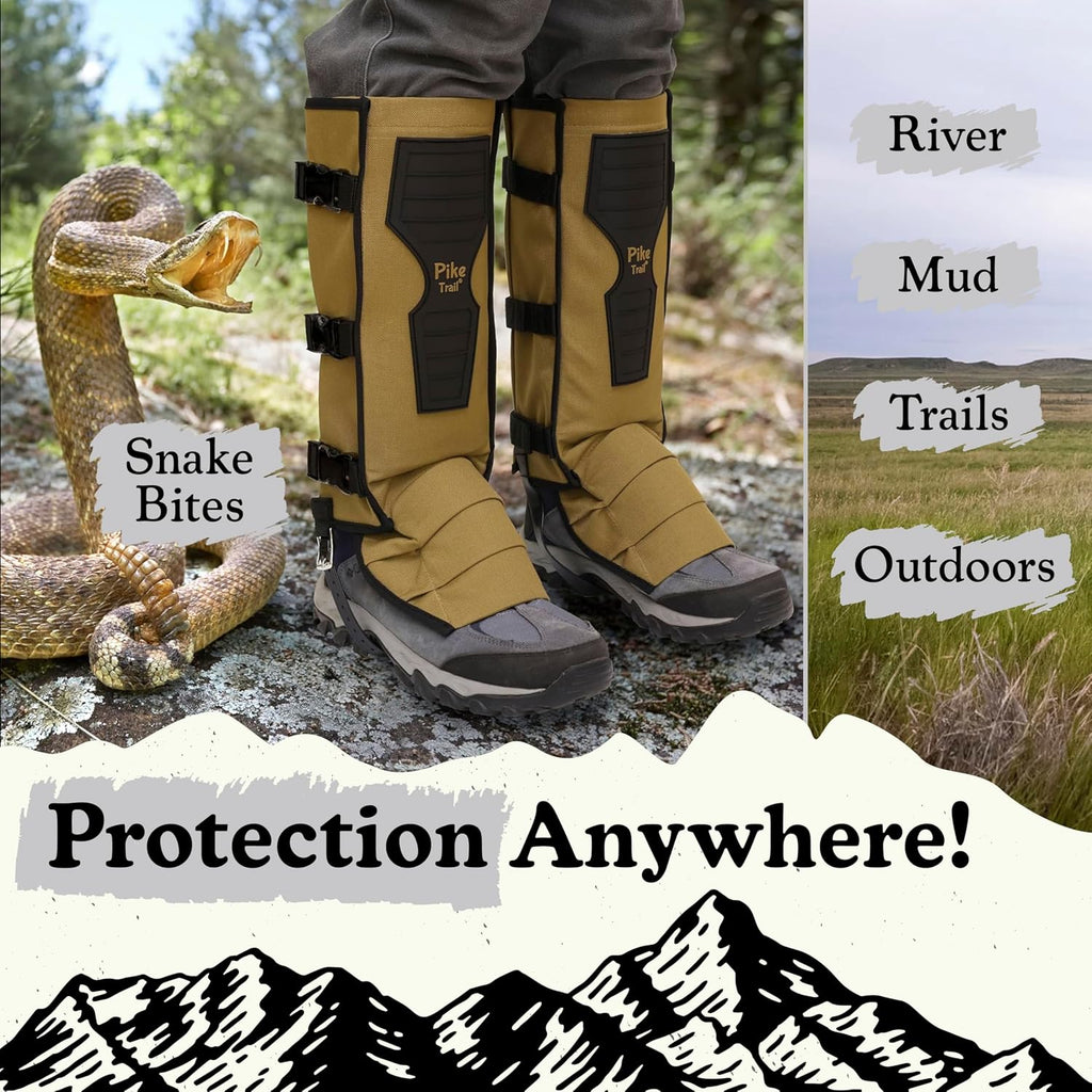Pike Trail Snake Leg Gaiters: Protection for Hikers and Hunters - Waterproof, Bite Protective, Durable, Anti-Snake, Leg Gear