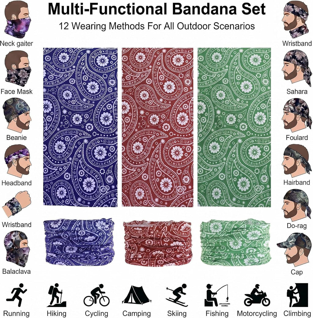 9 PCS Summer UV Protection Multi-functional Headband Neck Gaiter Head Wrap