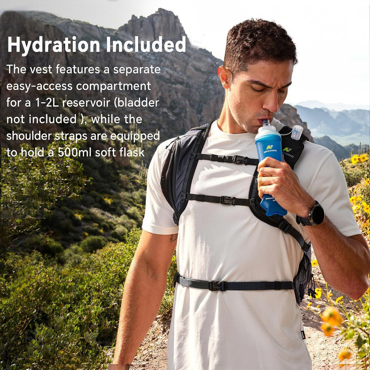 N NEVO RHINO 17L Hydration Backpack, Water Backpack with 500ml Soft Flask