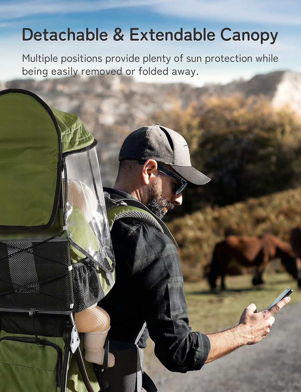 besrey Toddler Hiking Backpack Carrier-Adjustable Padded Shoulder Straps | Baby Backpack Carrier with Large Storage Space, Sunshade and Raincover, Safety 3-Height Seat, Comfortable and Lightweight