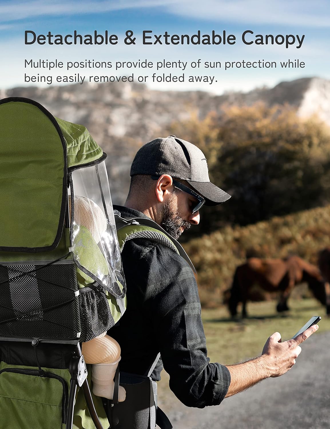 besrey Toddler Hiking Backpack Carrier-Adjustable Padded Shoulder Straps | Baby Backpack Carrier with Large Storage Space, Sunshade and Raincover, Safety 3-Height Seat, Comfortable and Lightweight