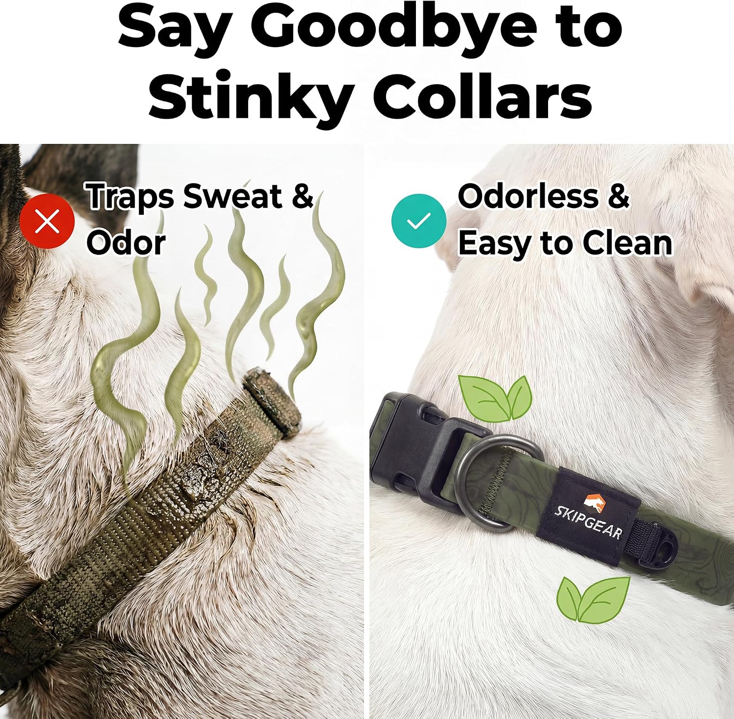 Waterproof Dog Collar, Odor-Resistant (Avocado Green, Small)