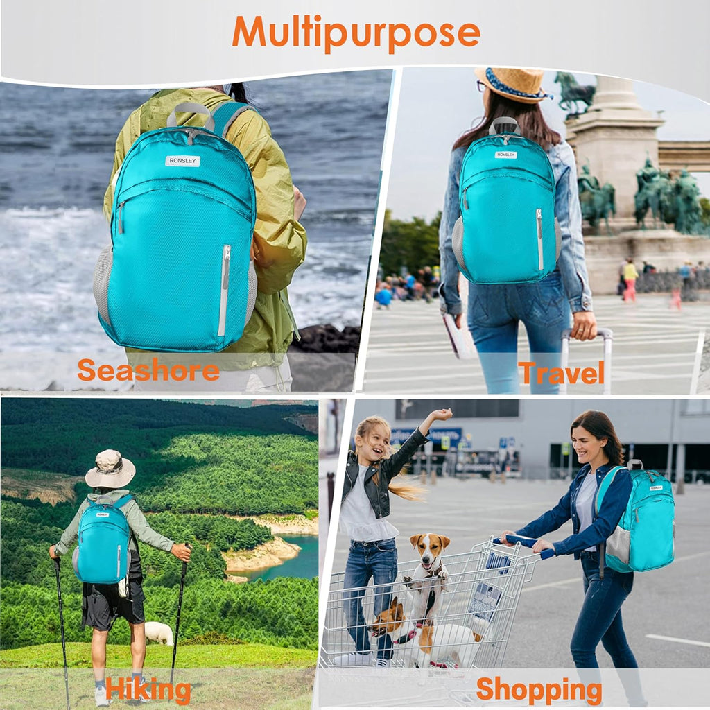 Waterproof Foldable Hiking Backpack, Lightweight Beach Bag SkyBlue
