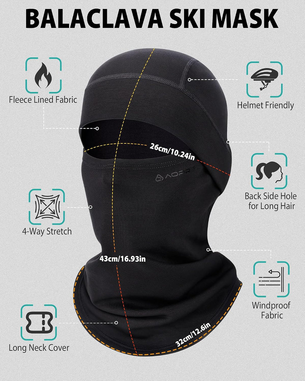 AOPREL Balaclava Ski Mask for Men & Women, Modal Wool Blend Soft Face Mask