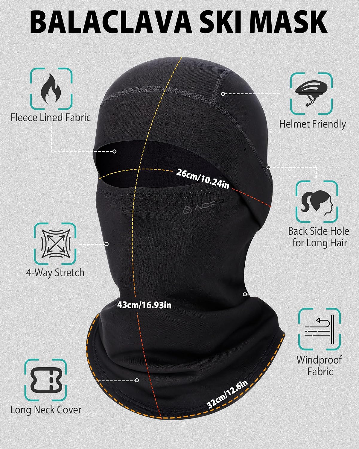AOPREL Balaclava Ski Mask for Men & Women, Modal Wool Blend Soft Face Mask