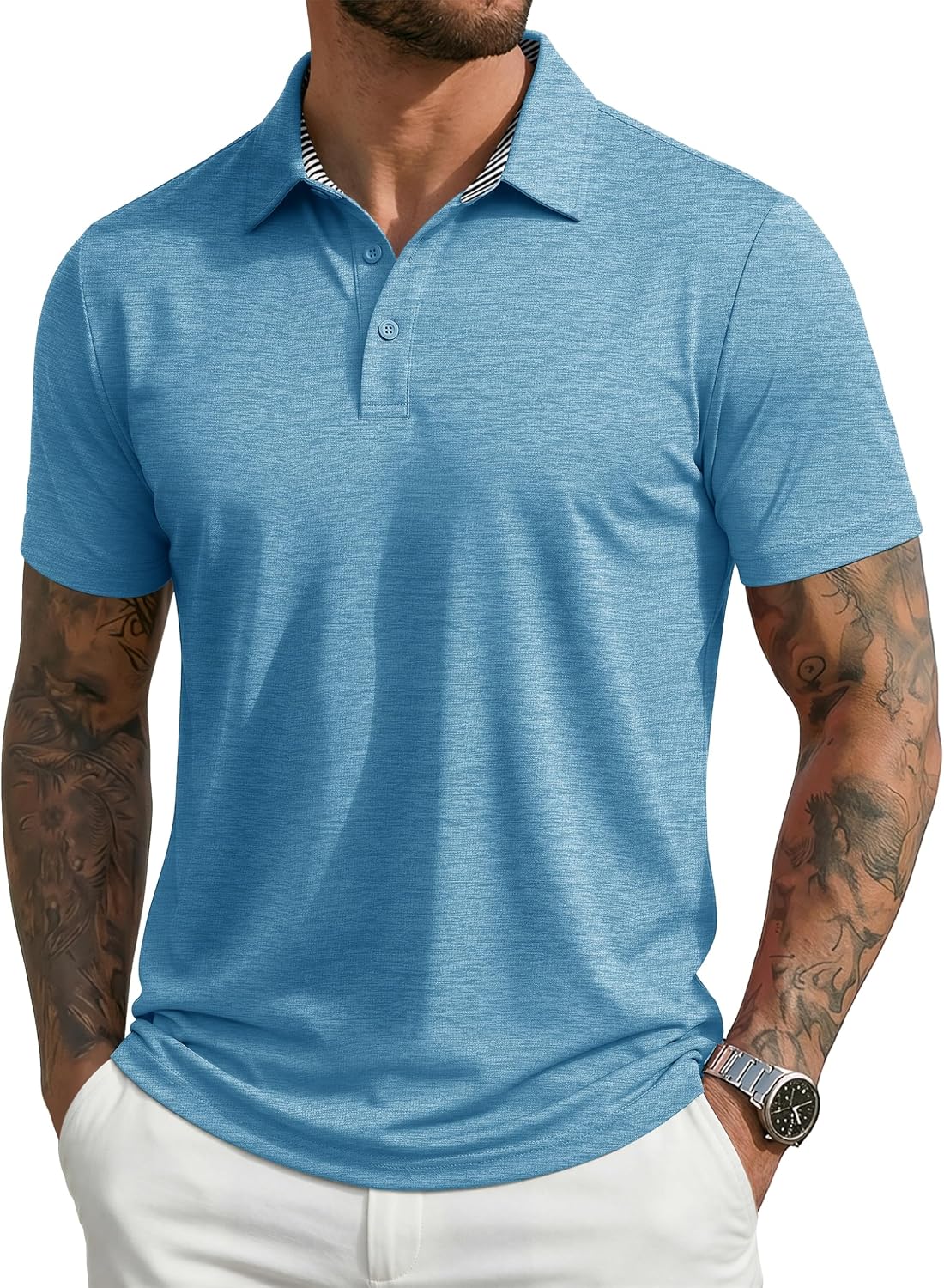 MAGCOMSEN Men's Short Sleeve Polo Golf Shirts 3-Button Moisture Wicking Athletic T-Shirts Casual Collared Shirt