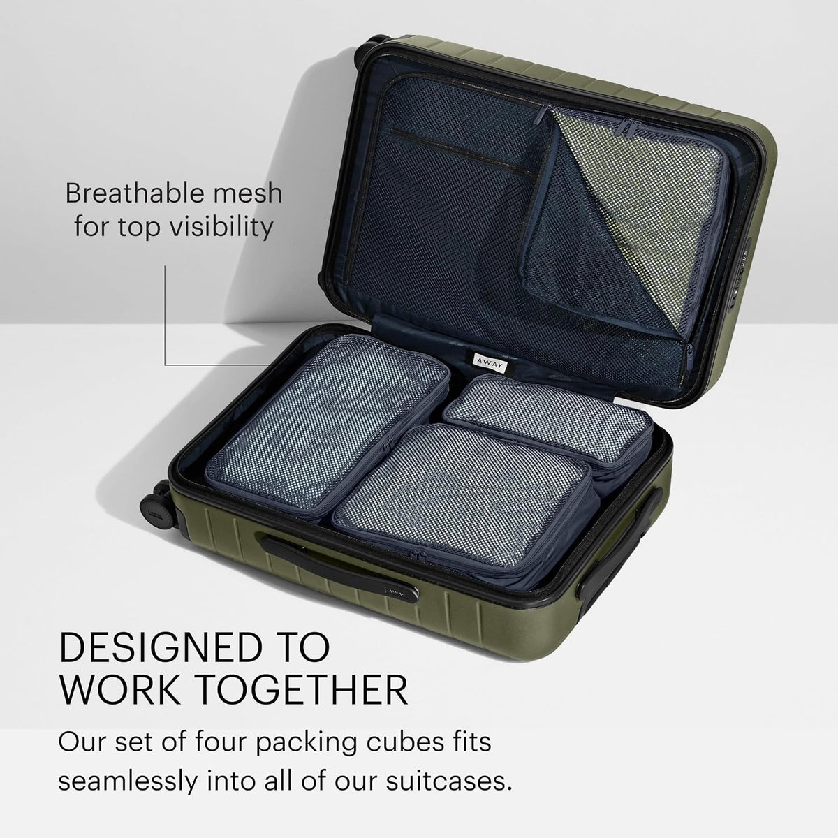 Away Insider Packing Cubes Set of 4, Lightweight Travel Luggage Organizers