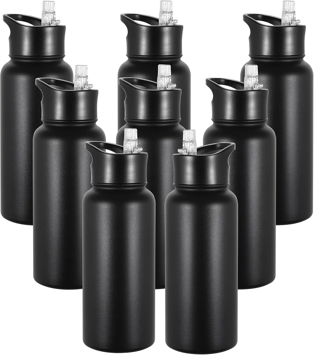 16 oz Insulated Water Bottle with Straw Lids, Stainless Steel Kids Water Bottles for School, Double Wall Vacuum Metal Water Bottle with Straw & Wide Mouth Lid, Lavender 8 Pack