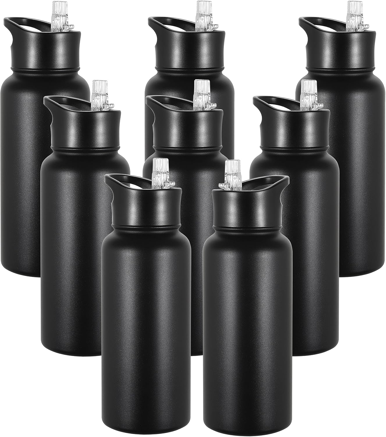 16 oz Insulated Water Bottle with Straw Lids, Stainless Steel Kids Water Bottles for School, Double Wall Vacuum Metal Water Bottle with Straw & Wide Mouth Lid, Lavender 8 Pack
