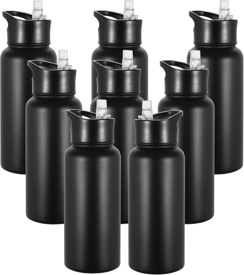 16 oz Insulated Water Bottle with Straw Lids, Stainless Steel Kids Water Bottles for School, Double Wall Vacuum Metal Water Bottle with Straw & Wide Mouth Lid, Bubble Gum 8 Pack