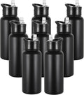 VEGOND 32 oz Insulated Water Bottle Bulk Stainless Steel Metal Water Bottles with Leak Proof Straw Lid & Spout Lid, Wide Mouth Double Walled Vacuum Travel Sports Bottle, 8 Pack
