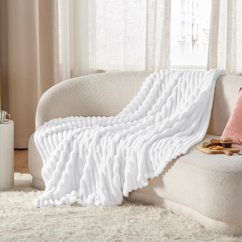 Bedsure Soft Throw Blanket for Couch Decor Gifts Bright White 50"x60"
