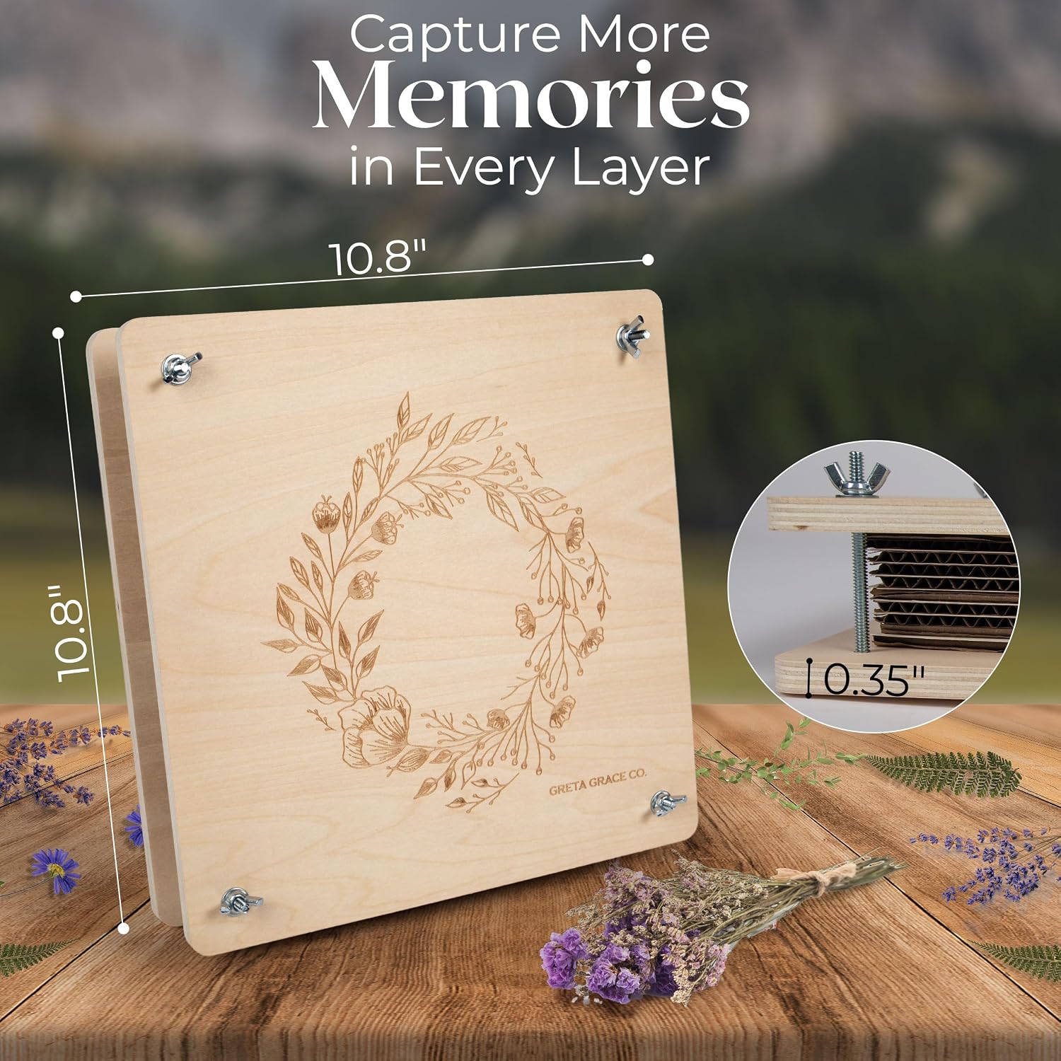 Extra Large Flower Press Kit 11x11 - Wooden Kit with Tools for Adults, Kids