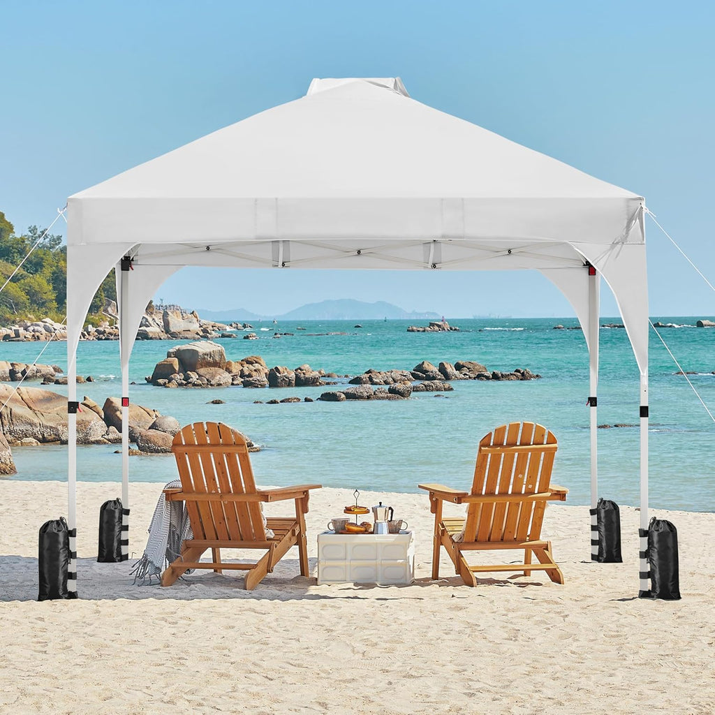 Yaheetech 10x10 Pop Up Canopy Tent for Outdoor Events, Silver Coat White