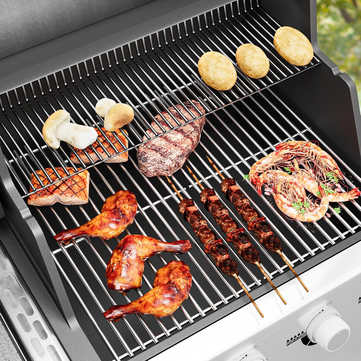 17.5 inch Grill Cooking Grates for Weber Spirit E210 E-220 S210 S-220 Spirit 200&Spirit II 200 Series Gas Grills with Front Control, Stainless Steel Grates Replacement Parts for Weber 7637 Gas Grills