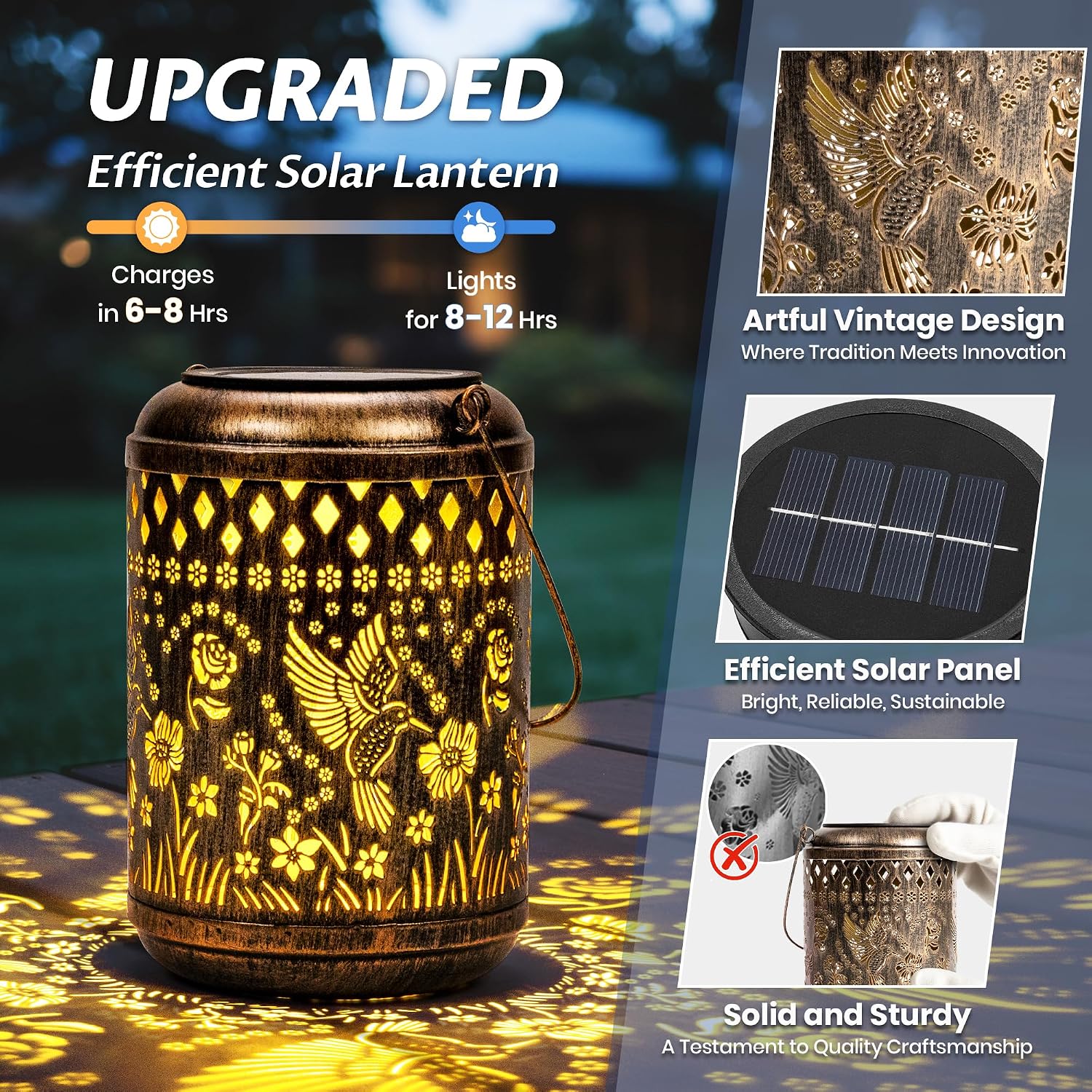 Hummingbird Gardening Gifts Solar Garden Decor Outdoor Lanterns 1 Pack