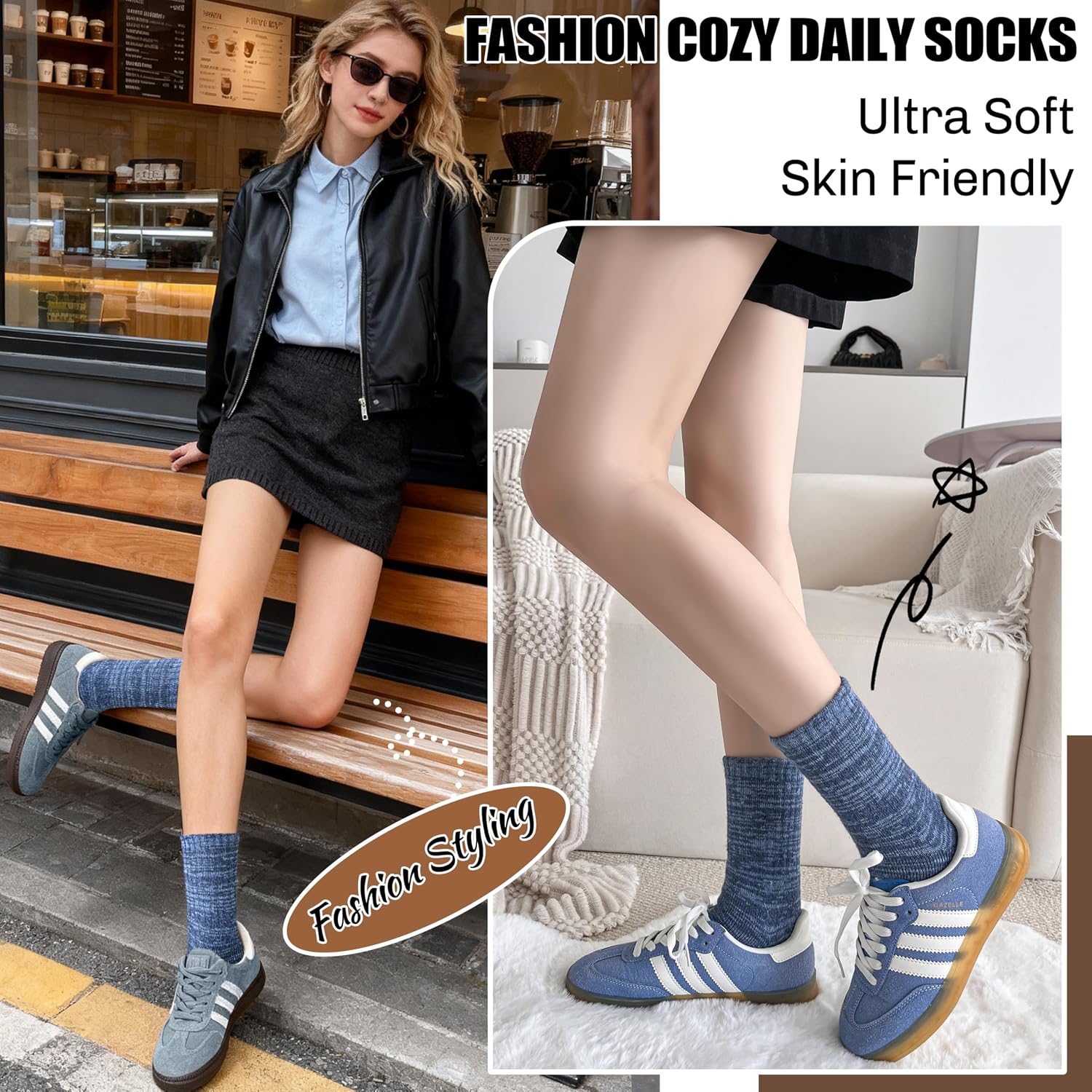 EBMORE Merino Wool Thermal Warm Winter Socks for Women Men