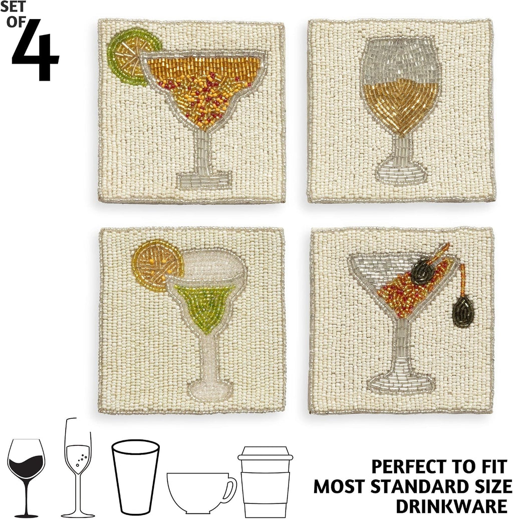Folkulture Coasters Set of 4 for Drink, Coffee Bar Accessories, Table Décor