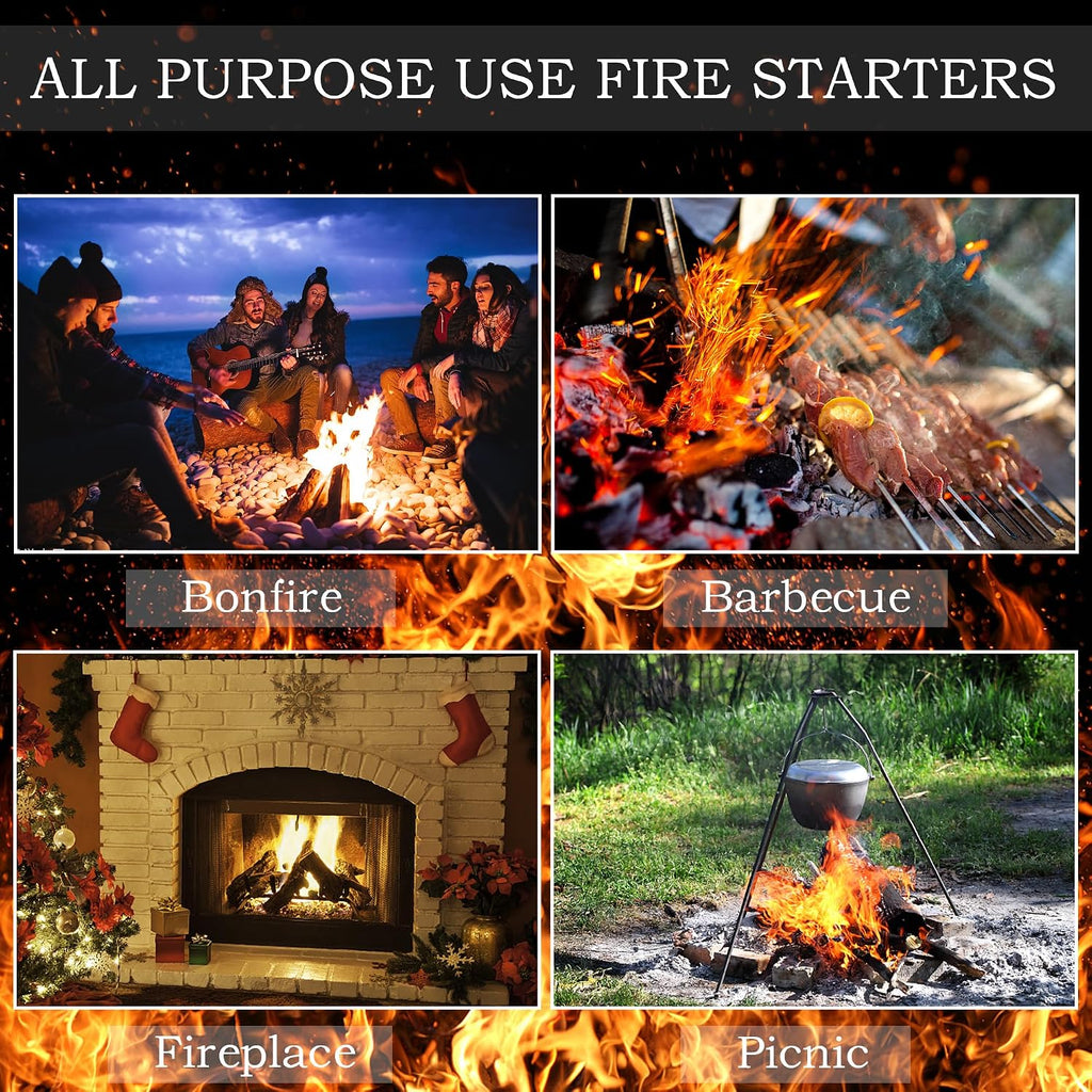 Adnee Fire Charcoal Starter - Camp Fire Starter Sticks for Fireplace, Wood Stove, Grill, Charcoal Chimney, BBQ Accessories (50)