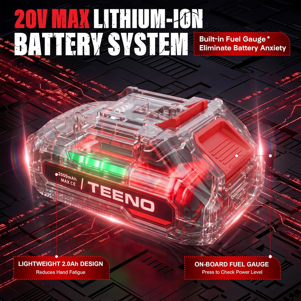 TEENO 20V Cordless Oscillating Tool, 4° Oscillation Angle Oscillating Saw, 6 Variable Speeds with Quick-Lock Change System, 26PCS Multitool Blades & Carrying Bag for DIY Projects