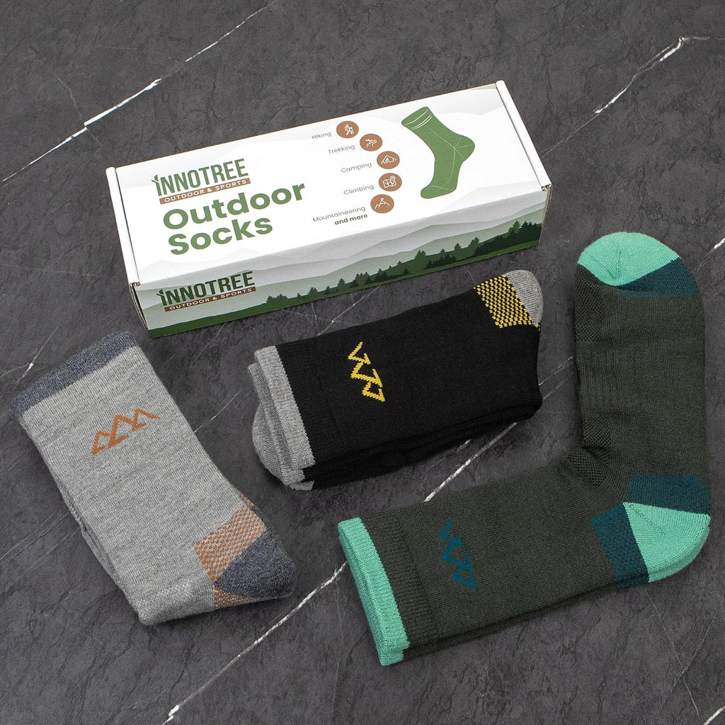 innotree Men's Merino Wool Hiking Socks 3 Pairs