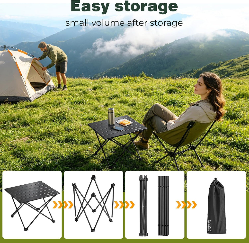 SUNNYFEEL Small Camping Table - Ultralight Portable Folding Table