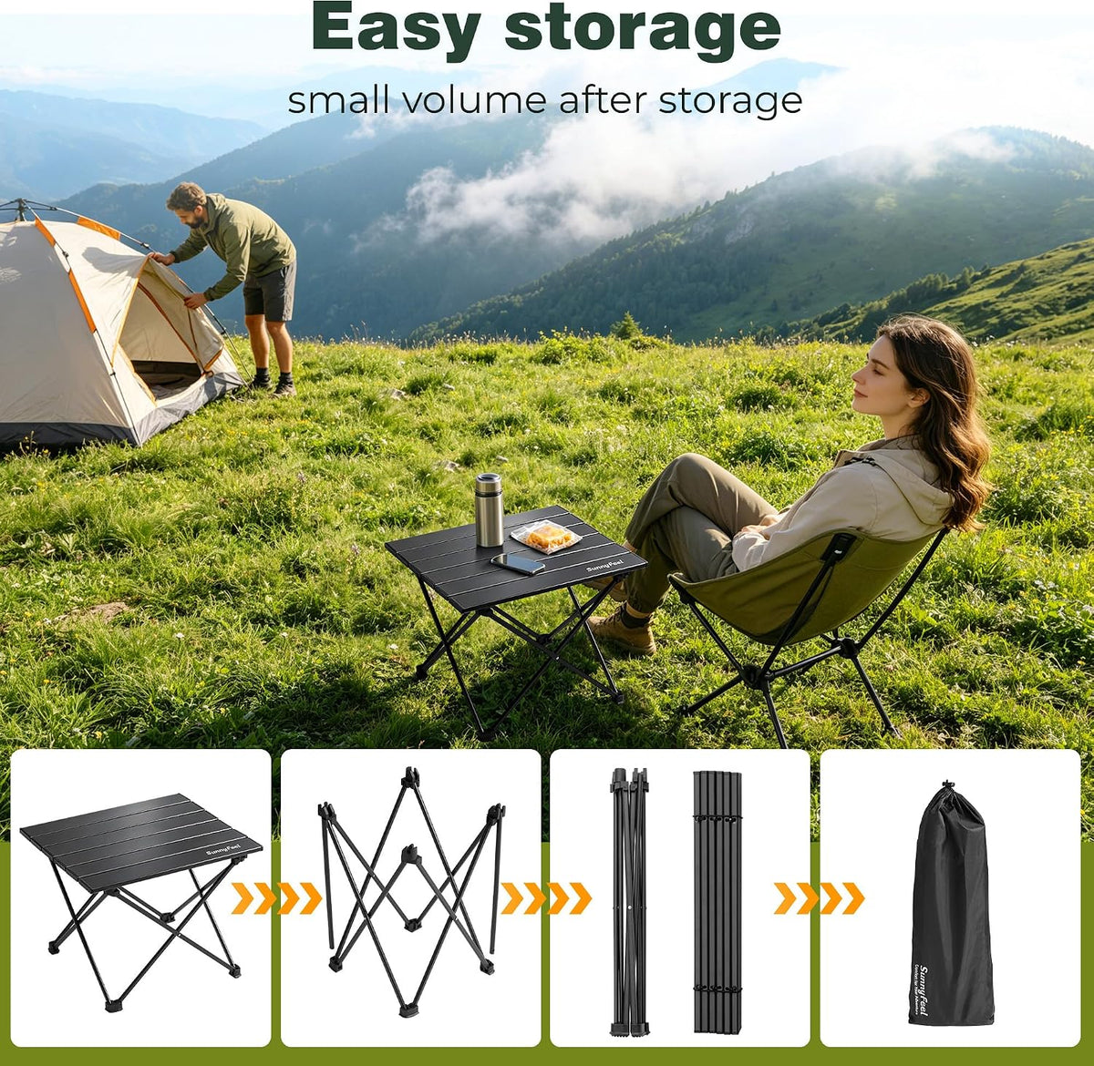 SUNNYFEEL Small Camping Table - Ultralight Portable Folding Table
