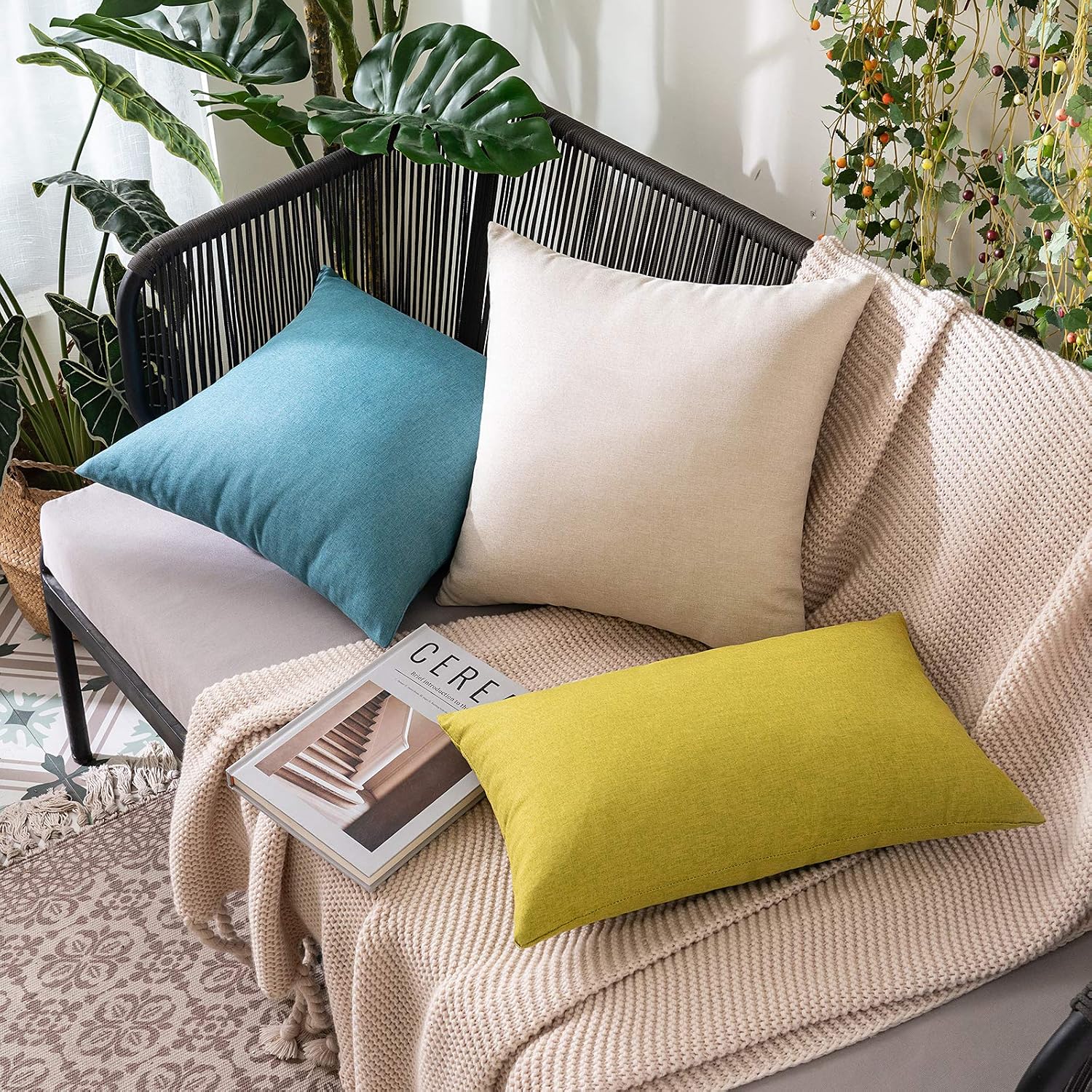 MIULEE Decorative Outdoor Pillow Covers Waterproof 18x18 Beige